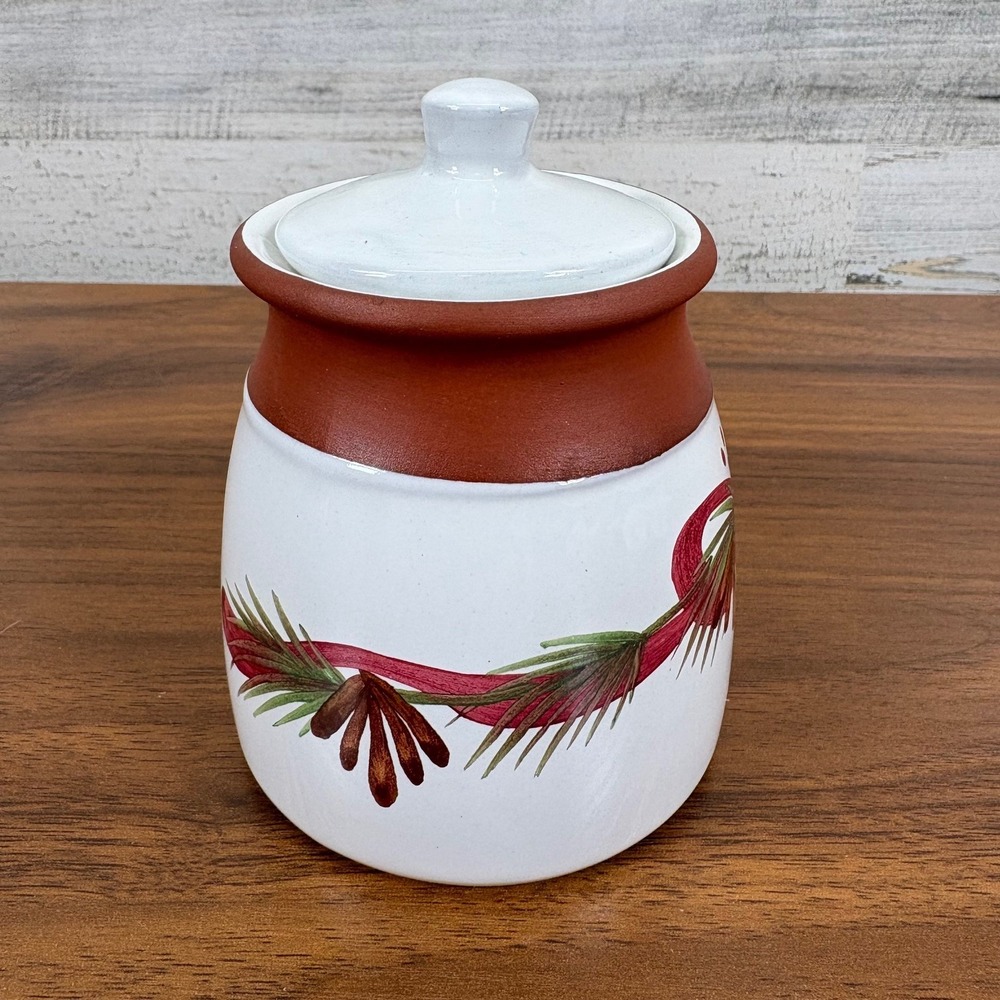 1992 EMERSON CREEK POTTERY HOLIDAY Sugar‎ Jar with Lid
